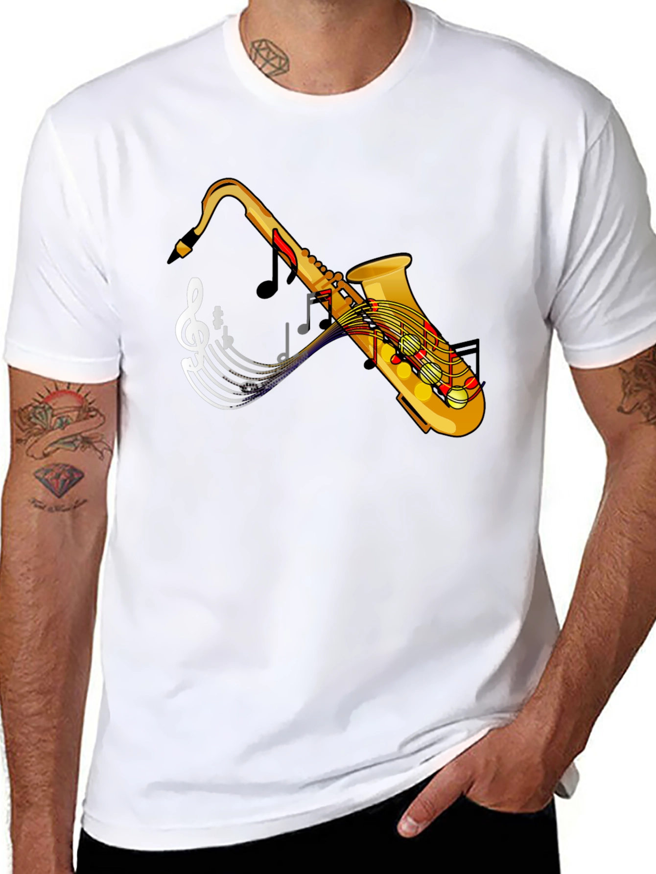 Saxophone Music Notes Graphic T-Shirt