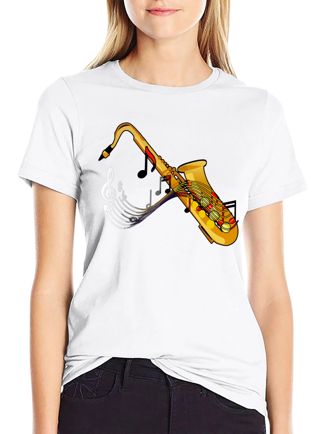 Saxophone Music Notes Graphic T-Shirt