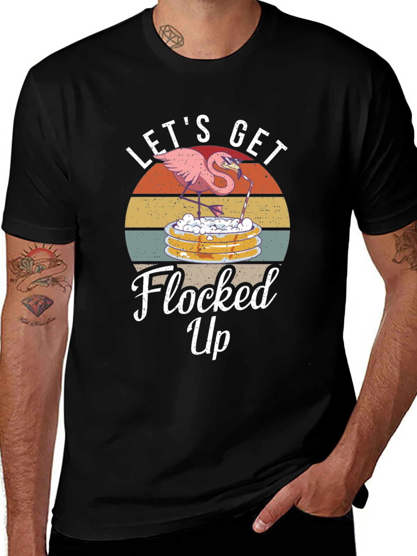 Lets Get Flocked Up T-Shirt Funny Flamingo
