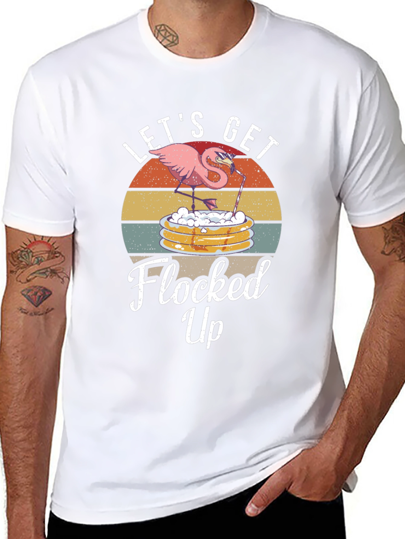 Lets Get Flocked Up T-Shirt Funny Flamingo