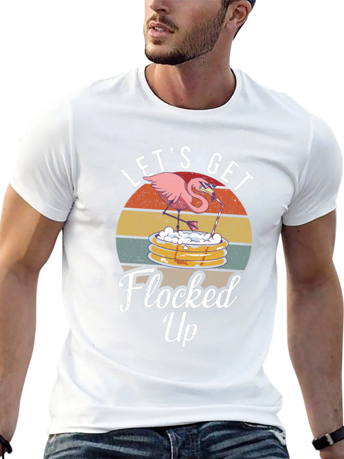 Lets Get Flocked Up T-Shirt Funny Flamingo