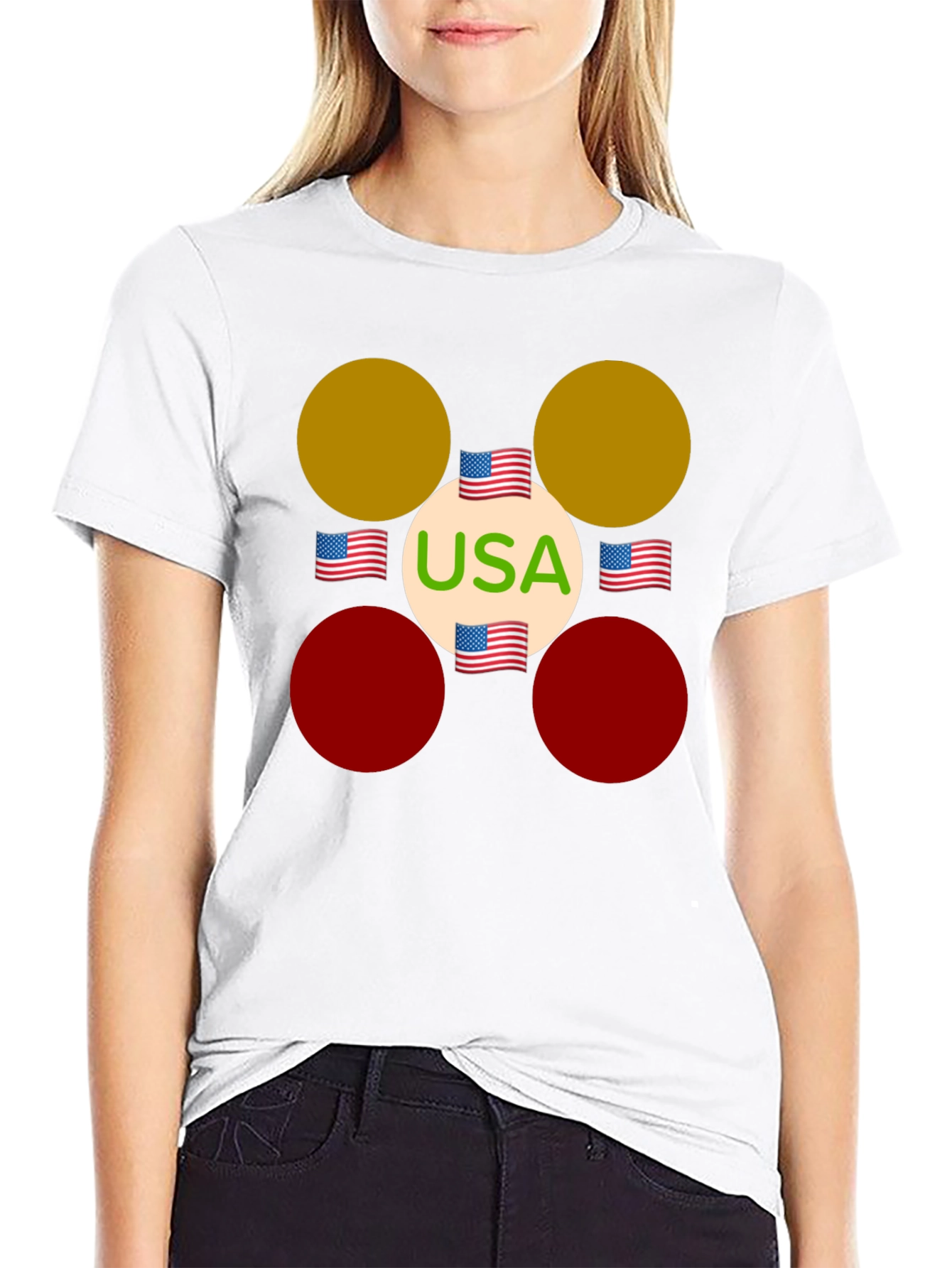 USA Flag Circle Graphic Tee - Patriotic Style