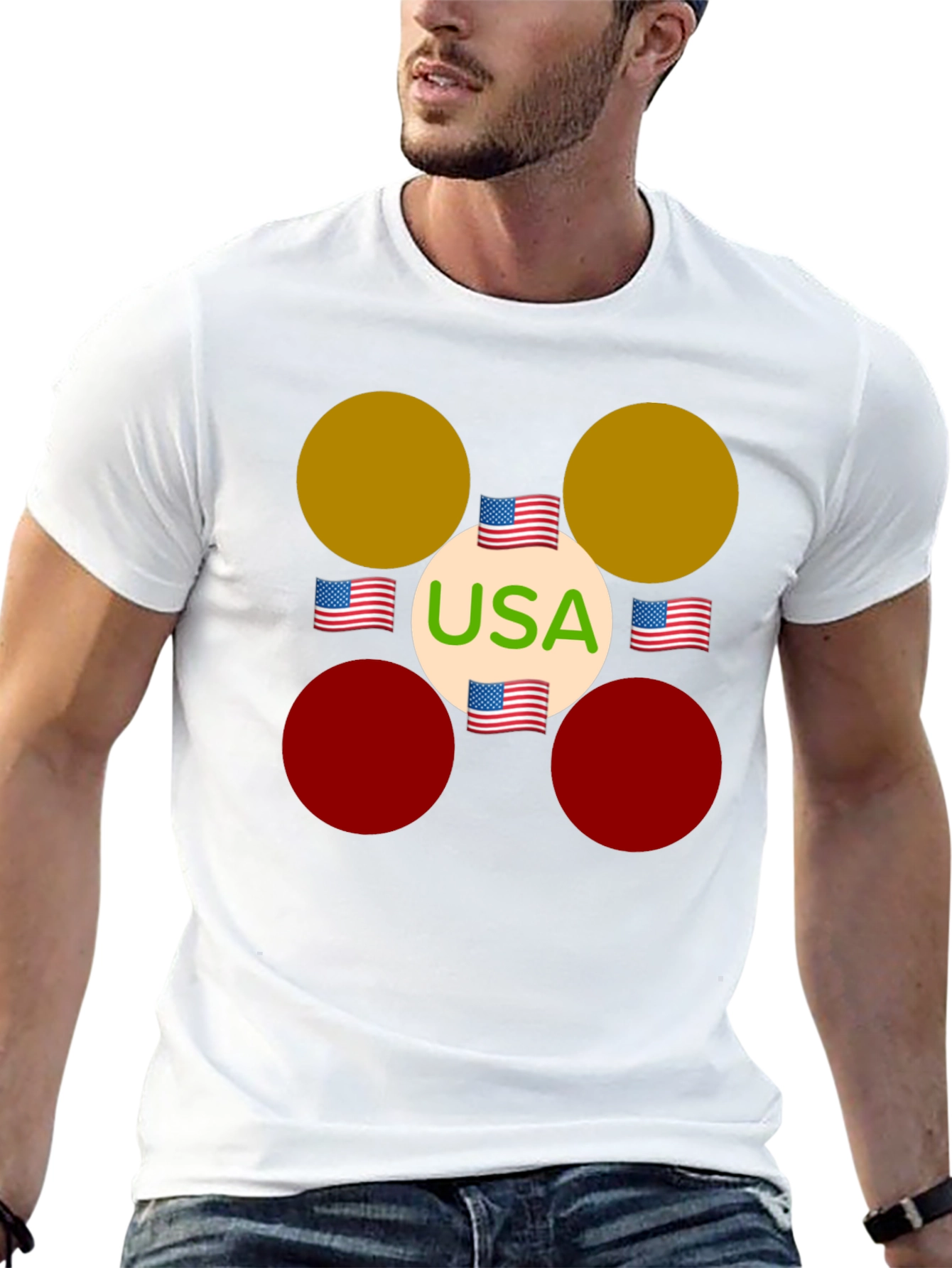 USA Flag Circle Graphic Tee - Patriotic Style