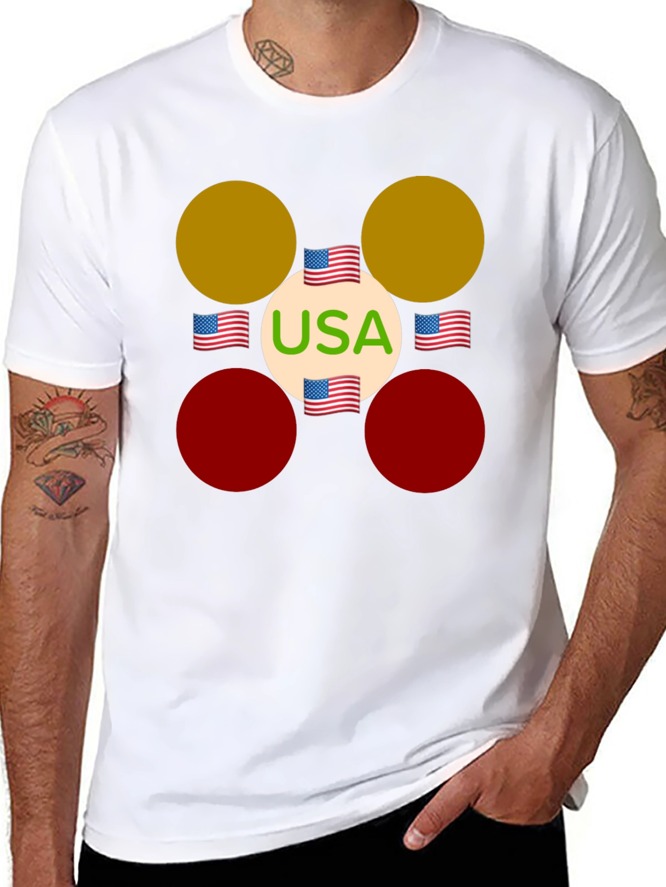USA Flag Circle Graphic Tee - Patriotic Style