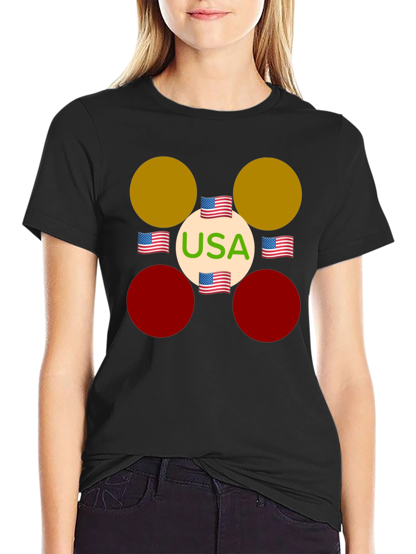 USA Flag Circle Graphic Tee - Patriotic Style