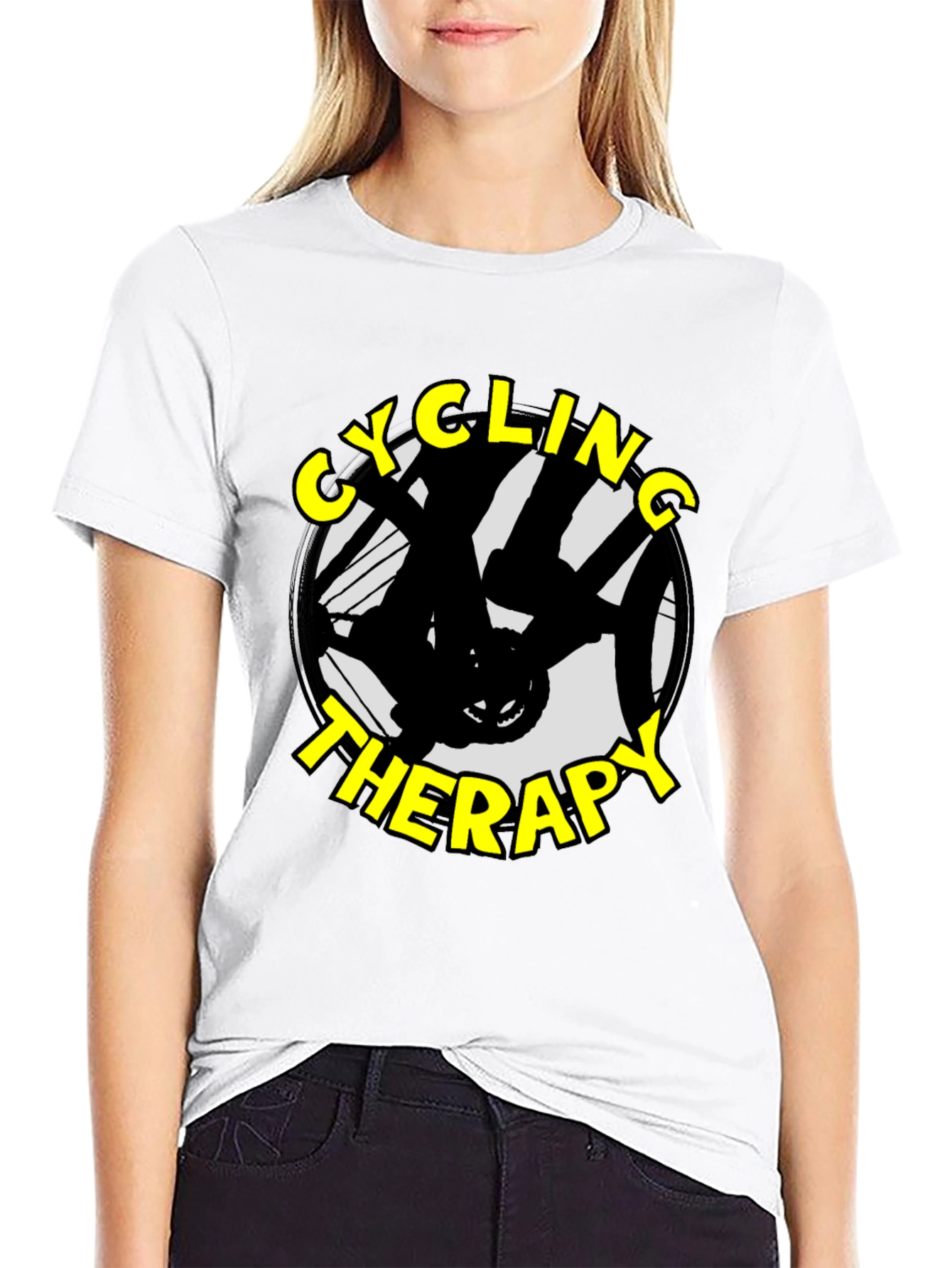 Cycling Therapy Graphic T-Shirt - Black Cotton Tee