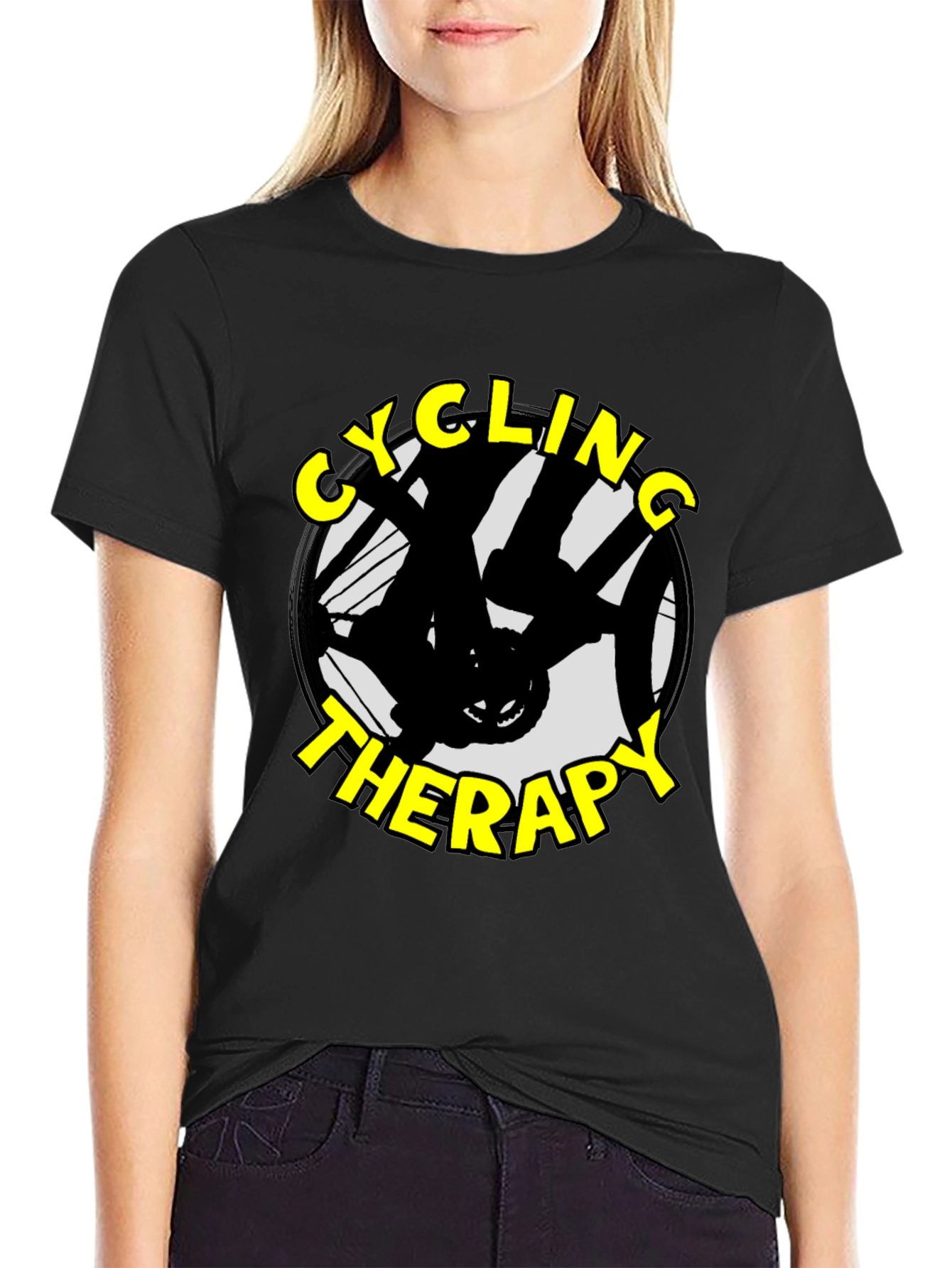Cycling Therapy Graphic T-Shirt - Black Cotton Tee