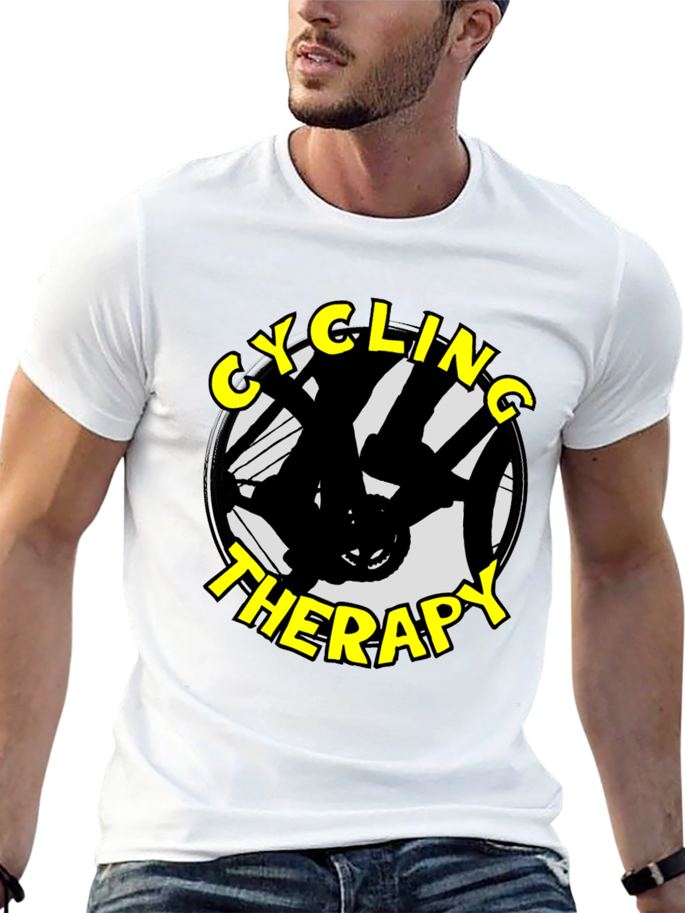 Cycling Therapy Graphic T-Shirt - Black Cotton Tee