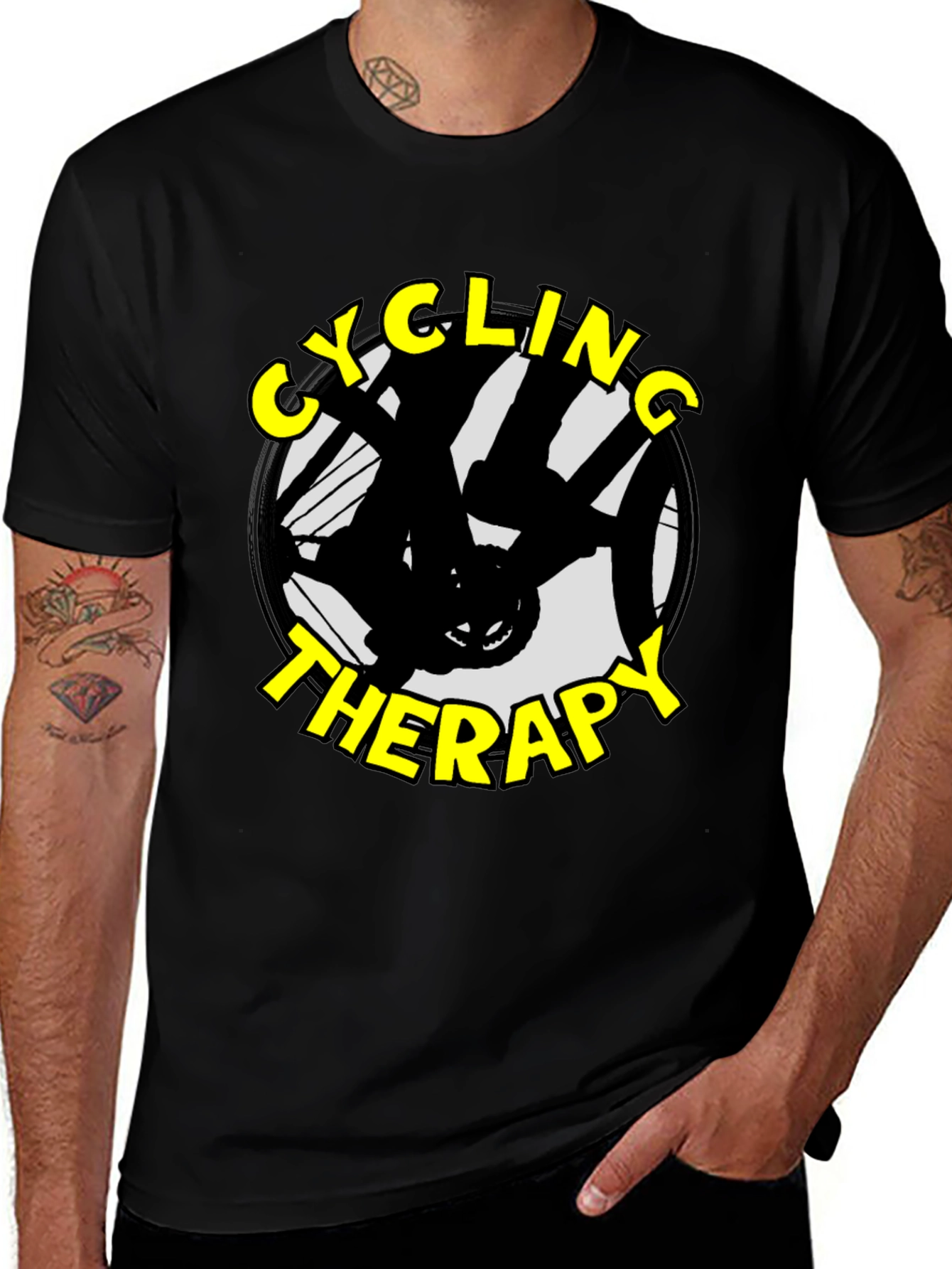 Cycling Therapy Graphic T-Shirt - Black Cotton Tee