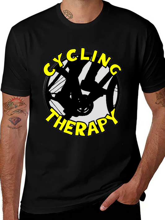 Cycling Therapy Graphic T-Shirt - Black Cotton Tee