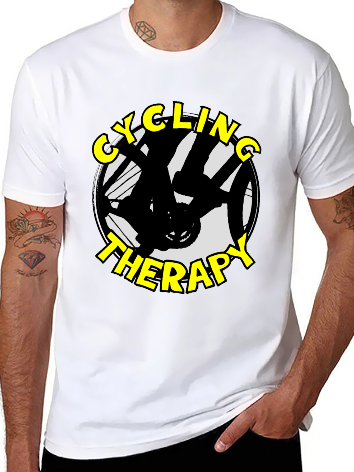 Cycling Therapy Graphic T-Shirt - Black Cotton Tee