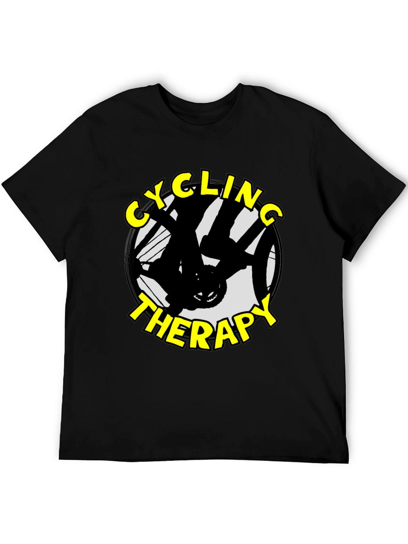 Cycling Therapy Graphic T-Shirt - Black Cotton Tee