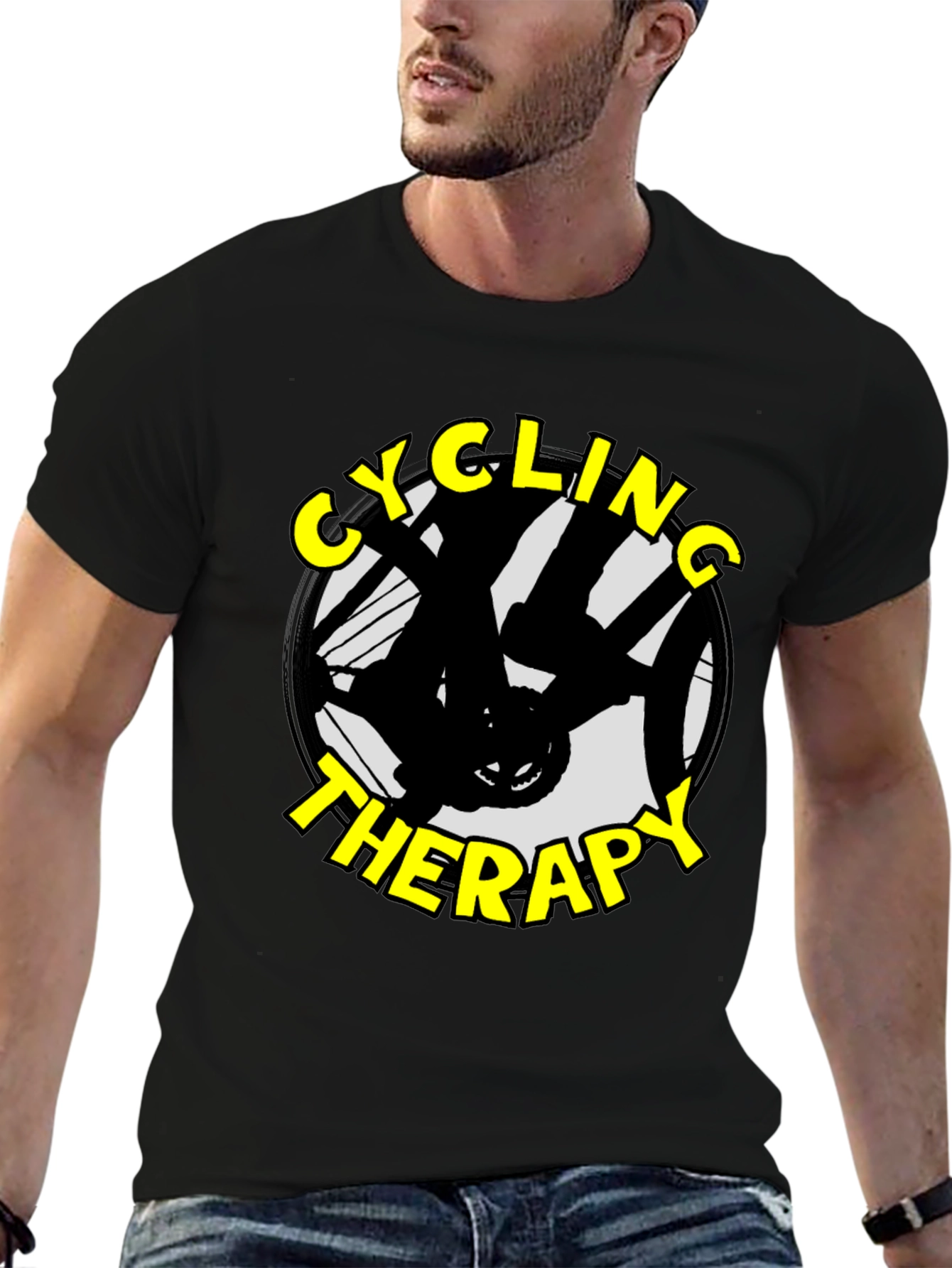 Cycling Therapy Graphic T-Shirt - Black Cotton Tee