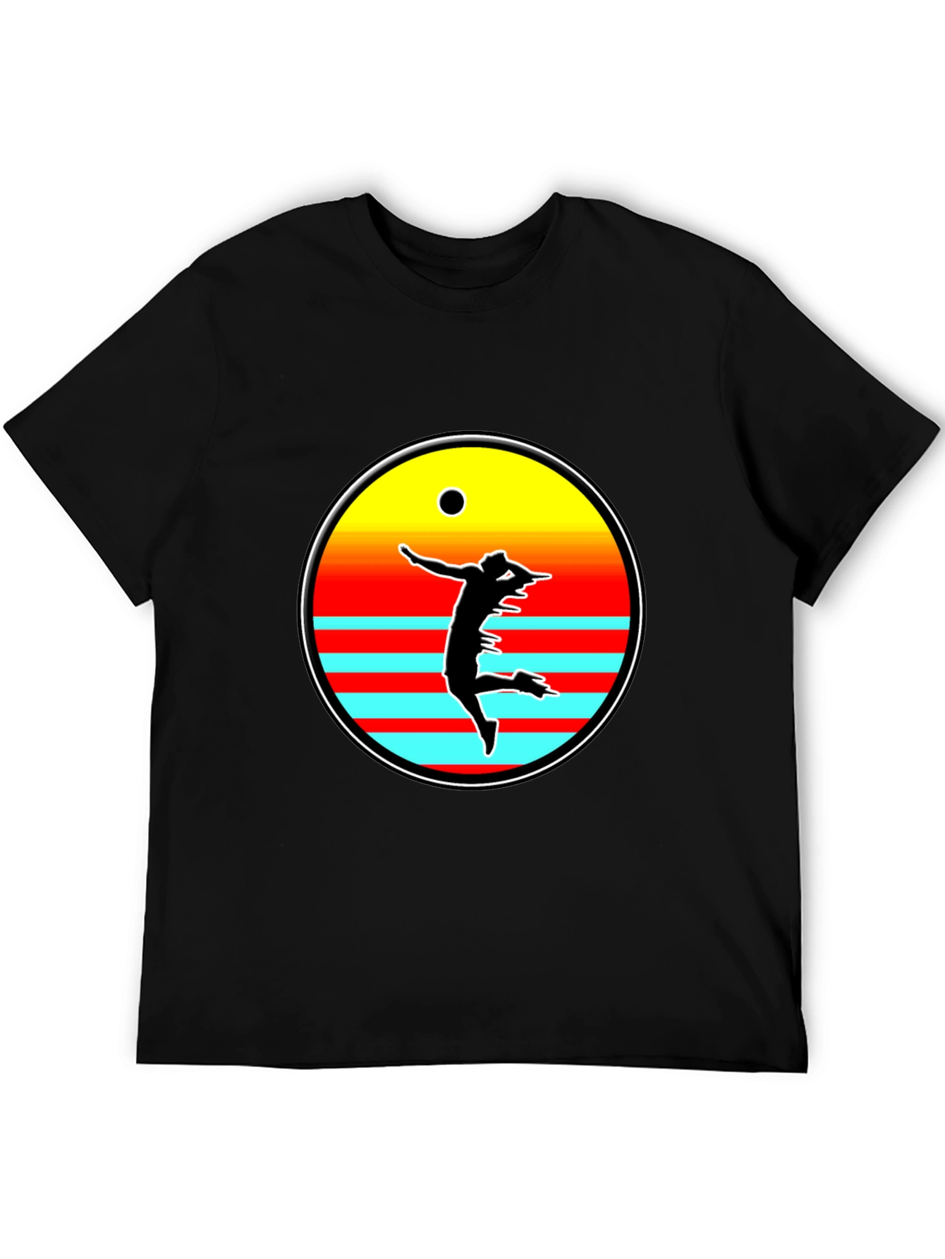 Retro Sunset Volleyball Player Graphic Tee
