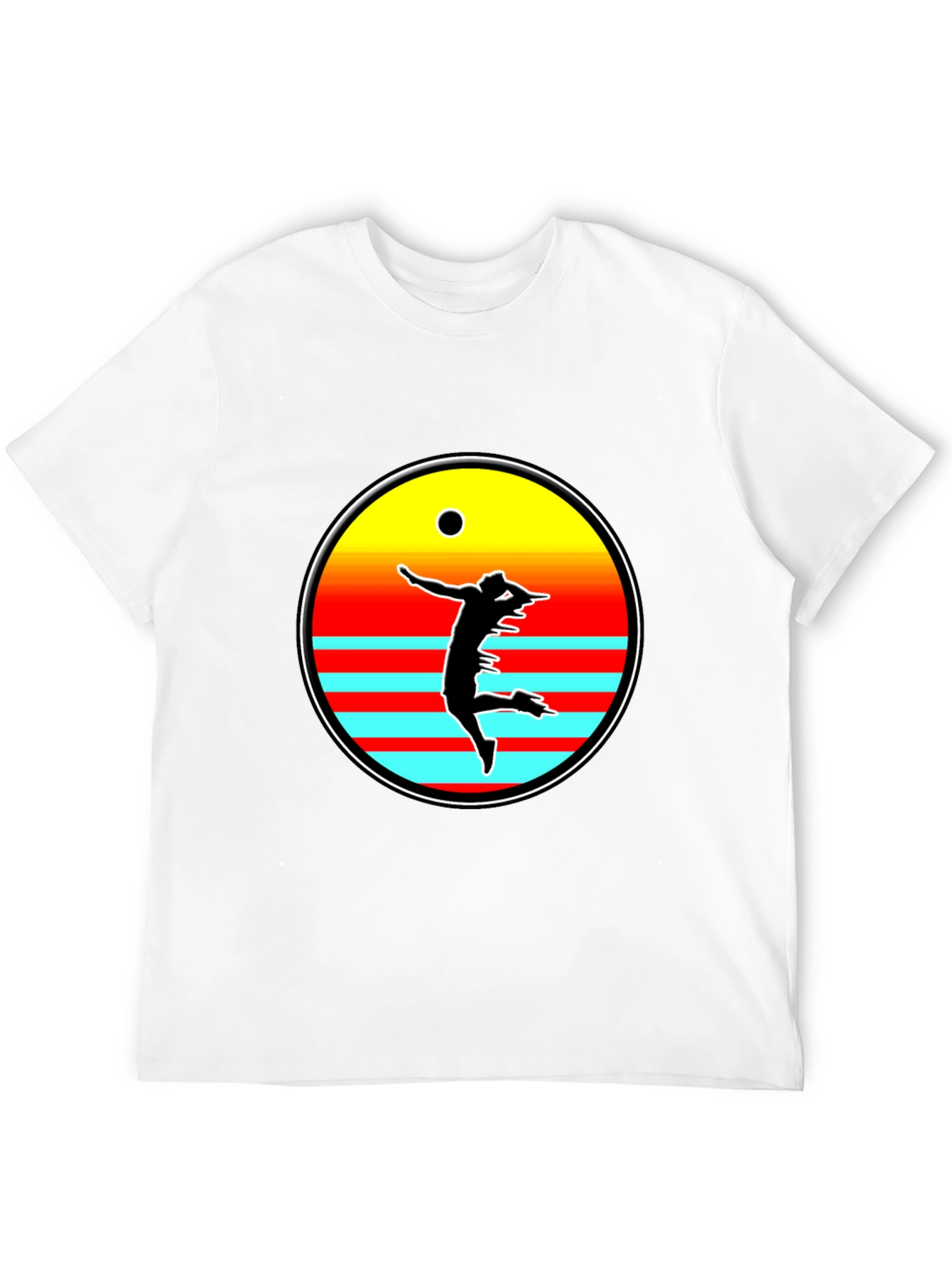 Retro Sunset Volleyball Player Graphic Tee