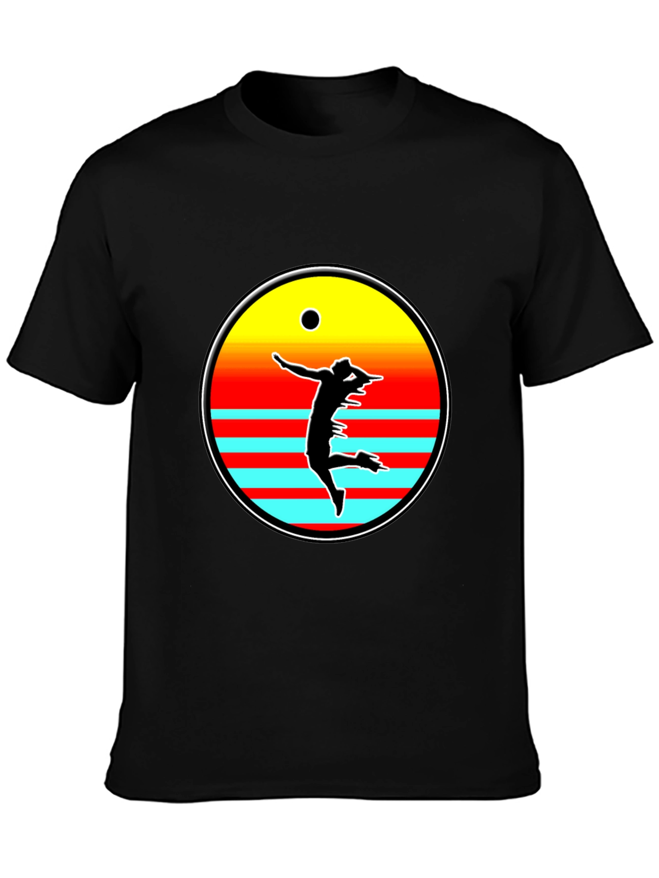 Retro Sunset Volleyball Player Graphic Tee