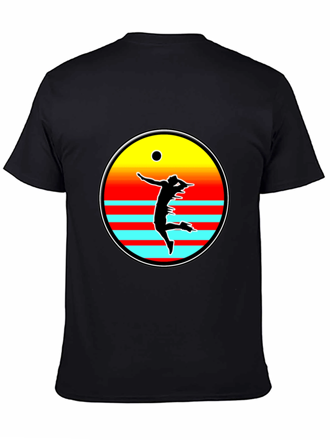 Retro Sunset Volleyball Player Graphic Tee