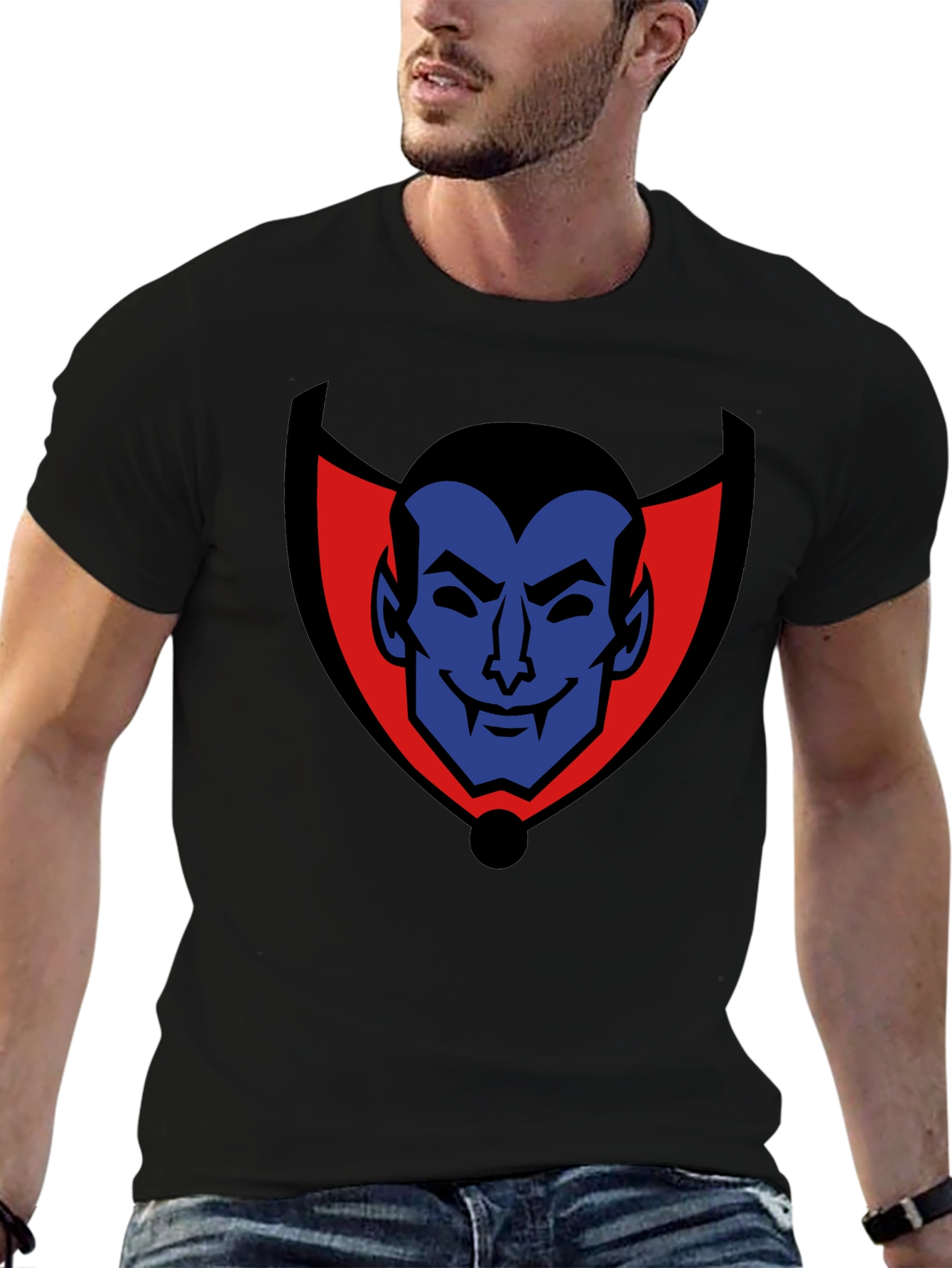 Cartoon Dracula Graphic Tee - Black