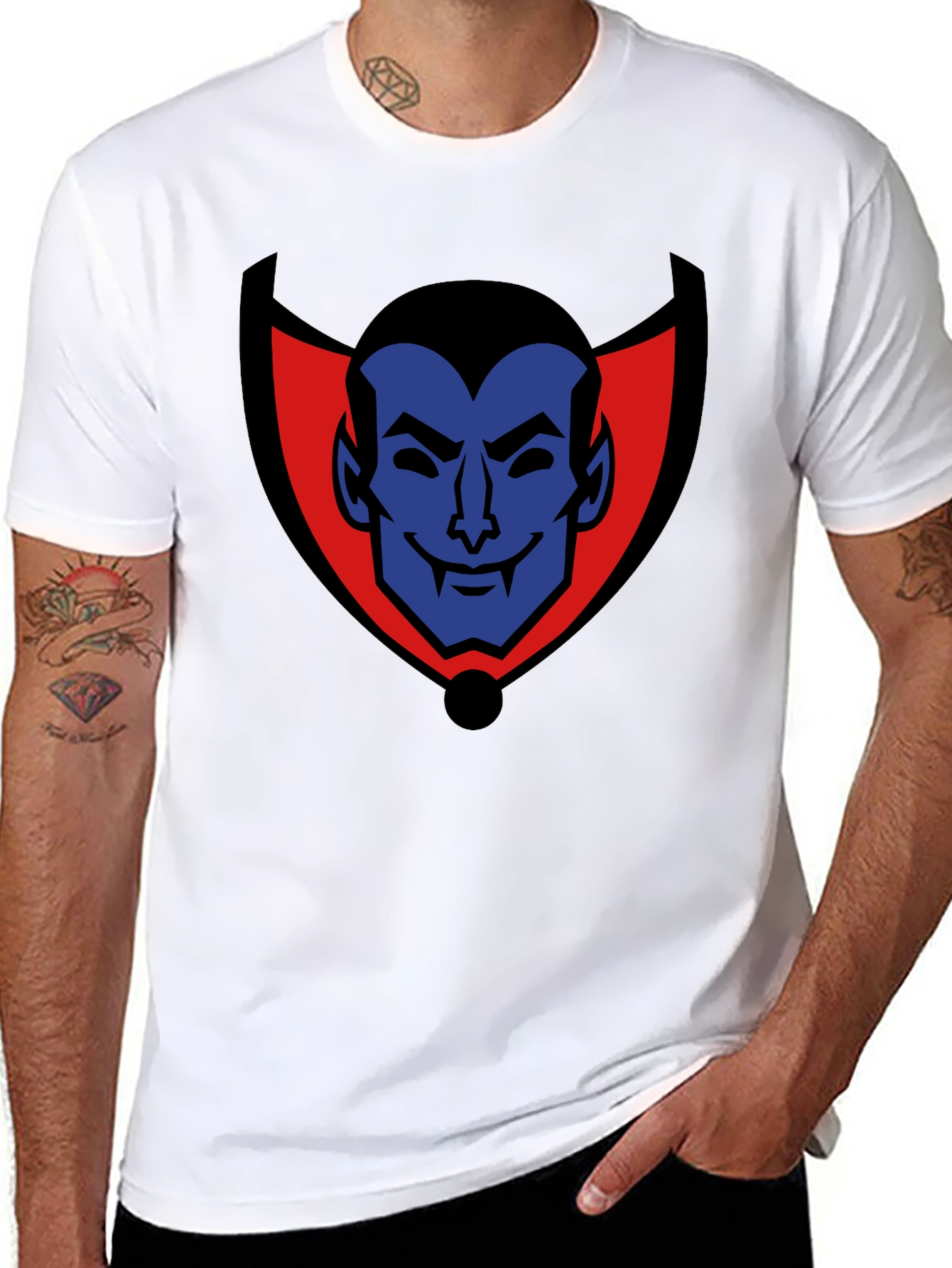 Cartoon Dracula Graphic Tee - Black