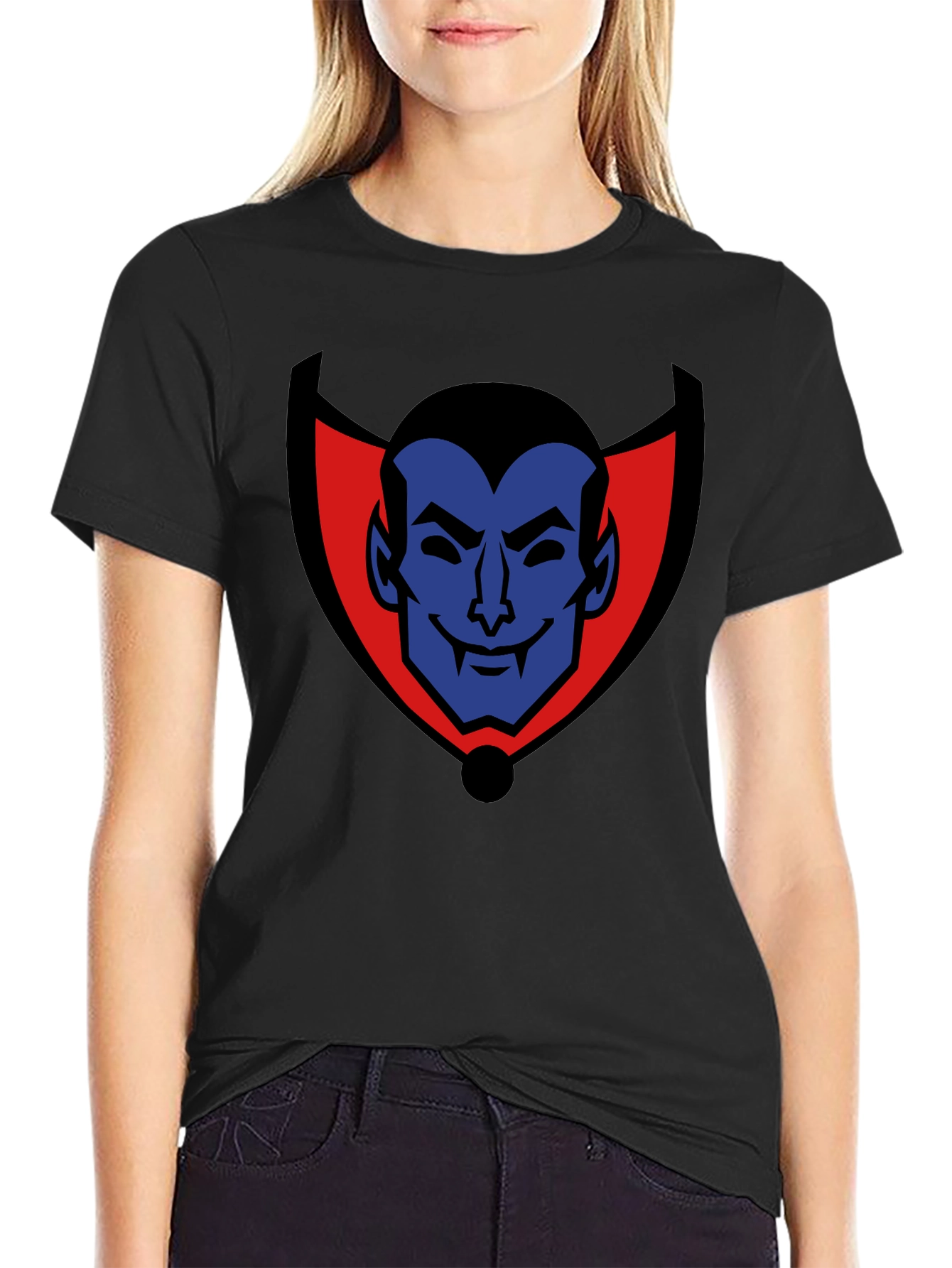 Cartoon Dracula Graphic Tee - Black