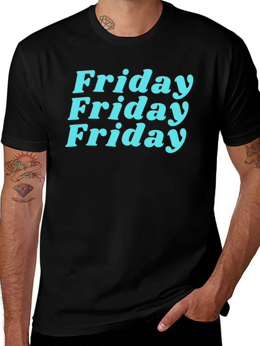 Friday Vibes Graphic Tee - Black Cotton T-Shirt