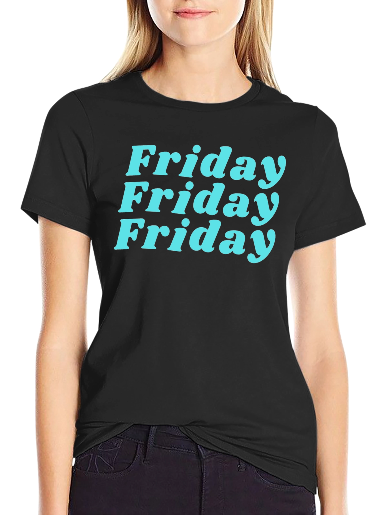 Friday Vibes Graphic Tee - Black Cotton T-Shirt