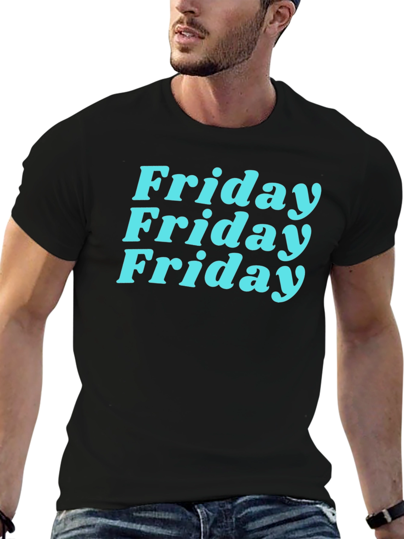 Friday Vibes Graphic Tee - Black Cotton T-Shirt