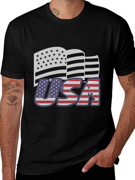 USA Flag Graphic Tee Patriotic Style