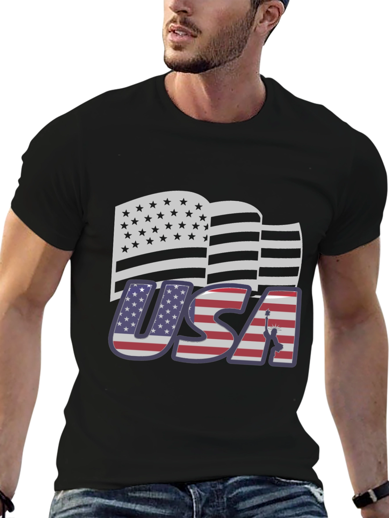 USA Flag Graphic Tee Patriotic Style