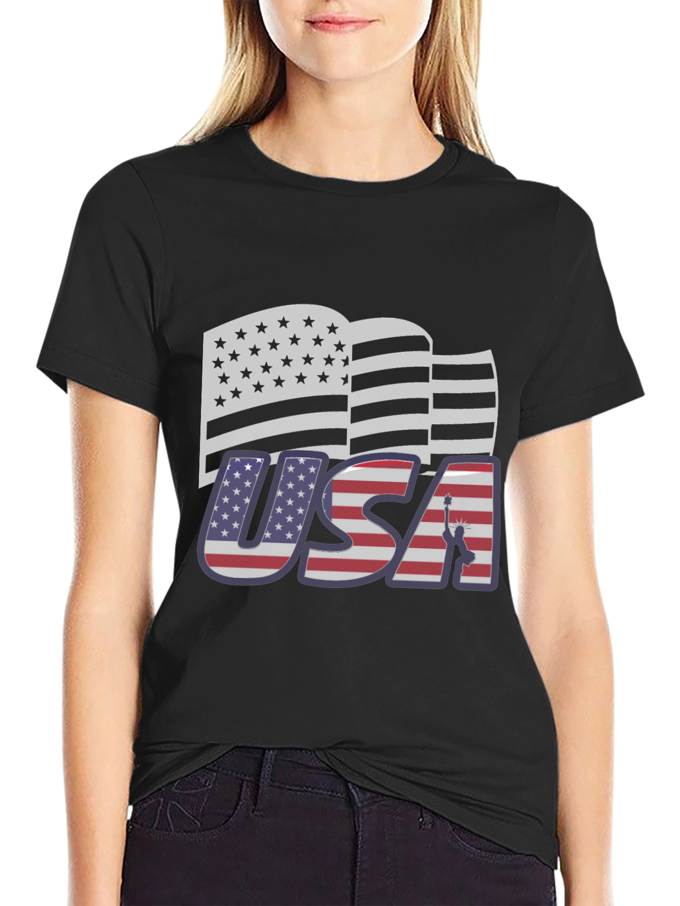 USA Flag Graphic Tee Patriotic Style