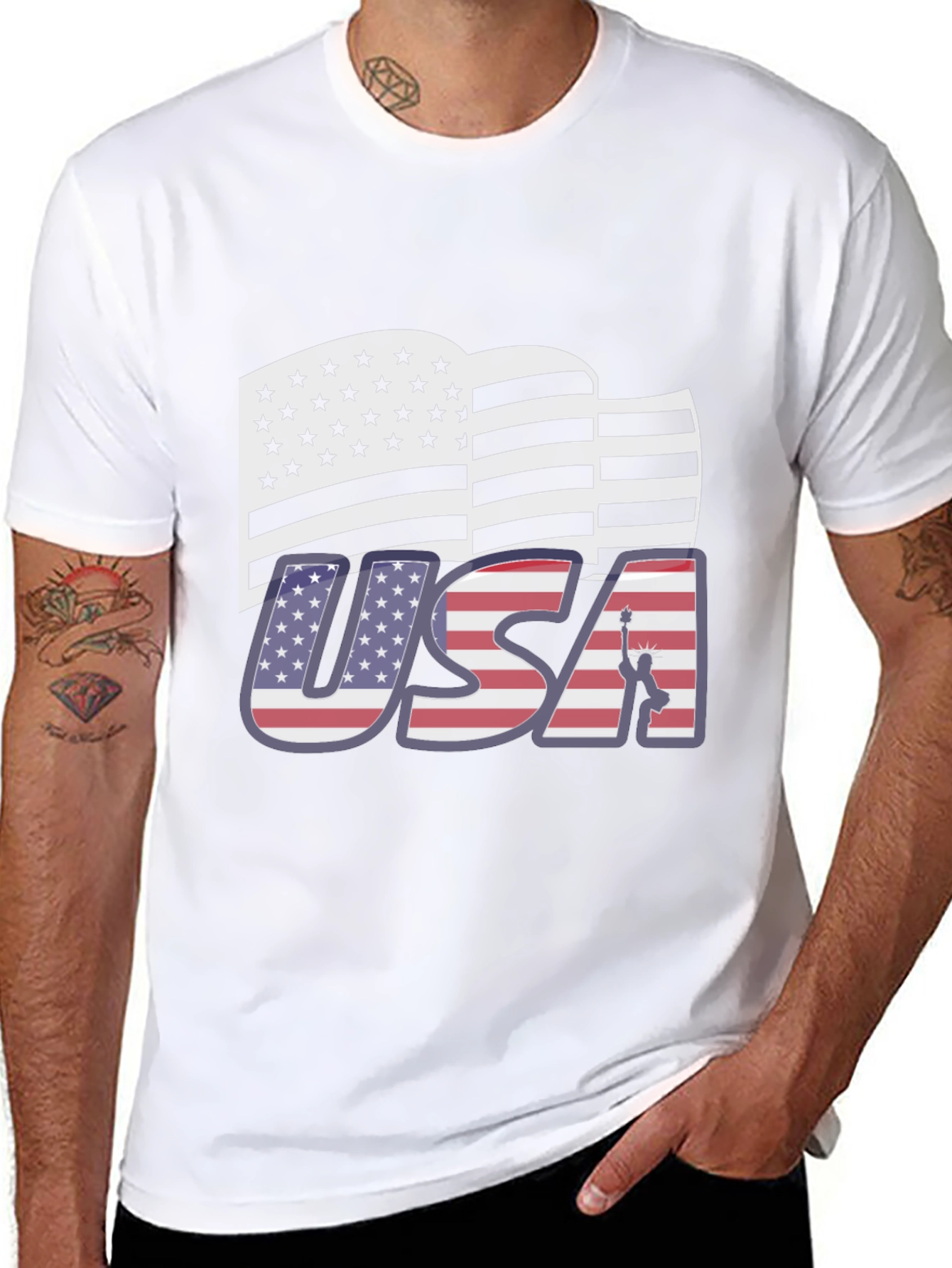 USA Flag Graphic Tee Patriotic Style