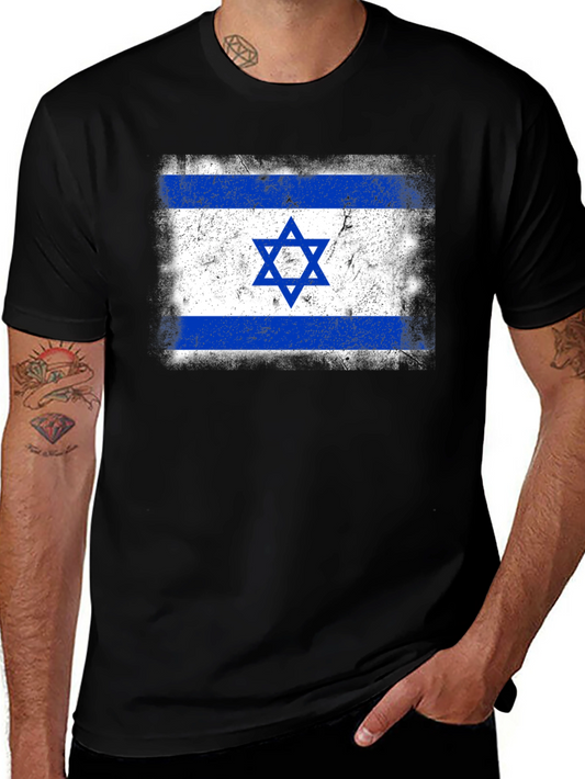 Distressed Israel Flag Graphic T-Shirt