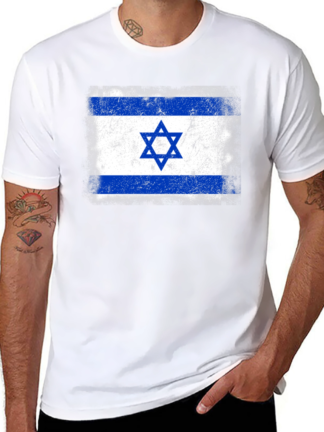 Distressed Israel Flag Graphic T-Shirt