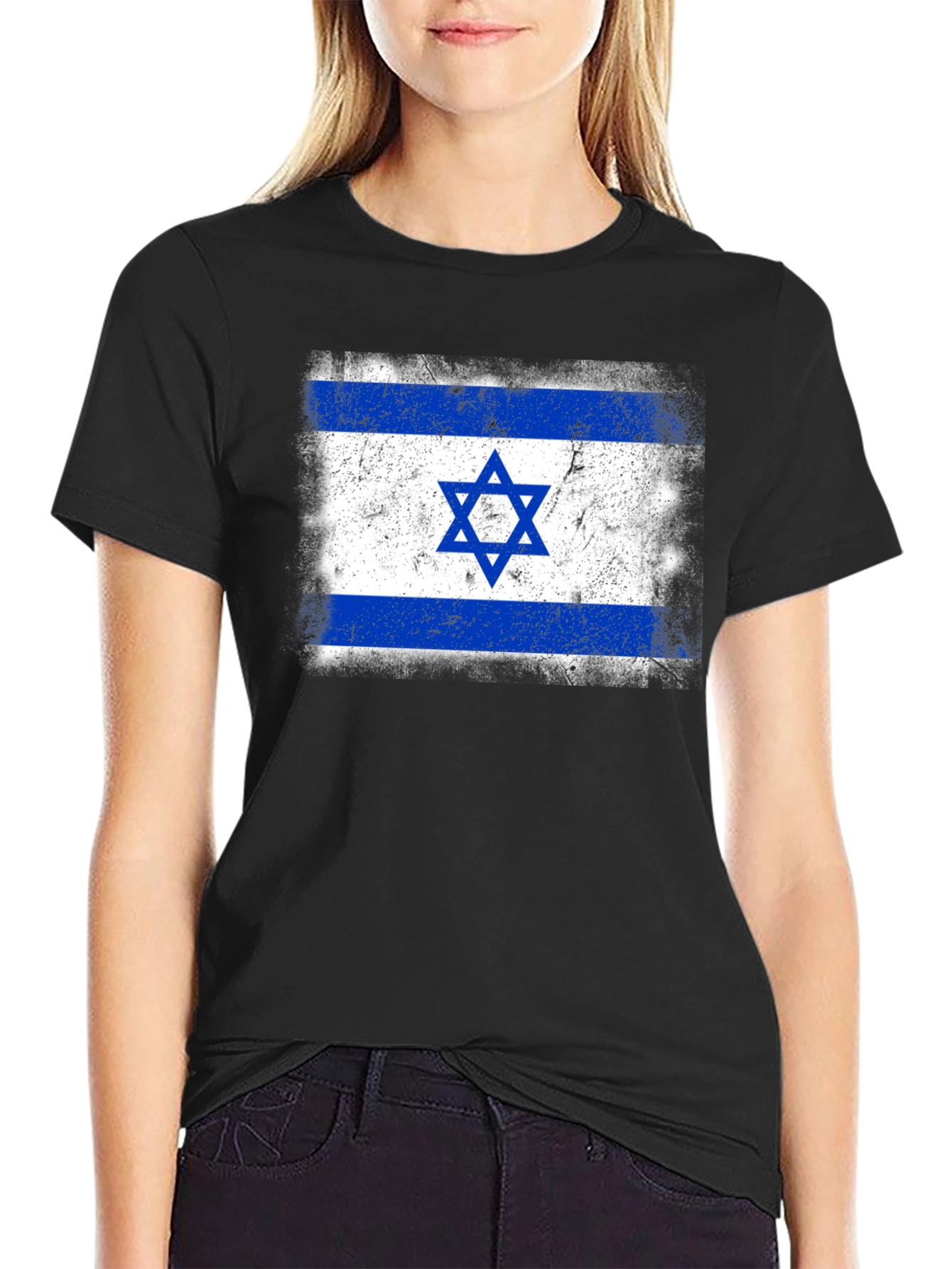 Distressed Israel Flag Graphic T-Shirt