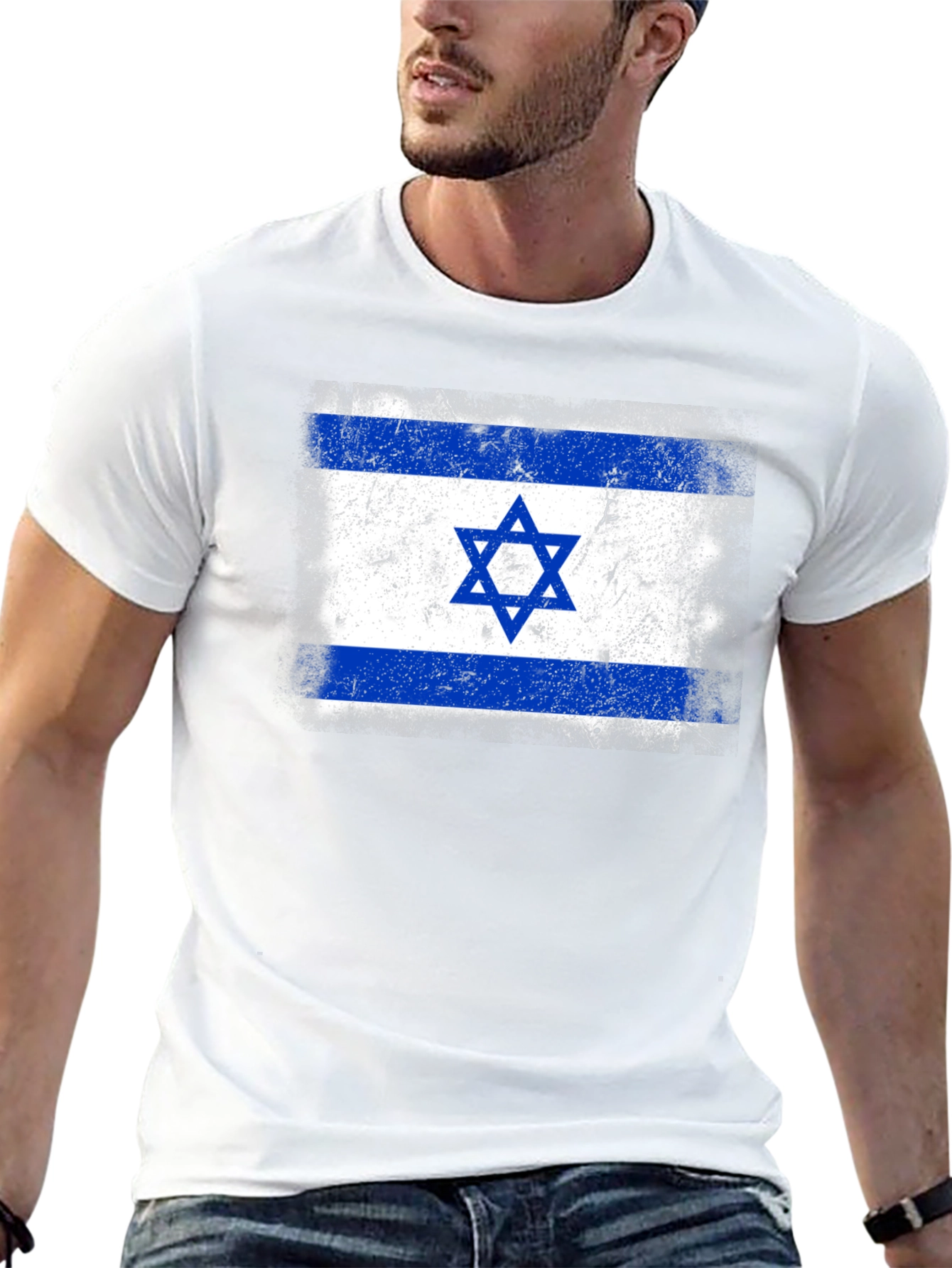 Distressed Israel Flag Graphic T-Shirt