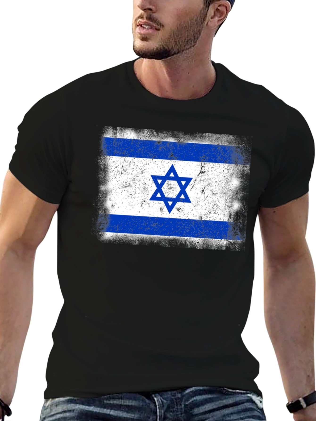 Distressed Israel Flag Graphic T-Shirt