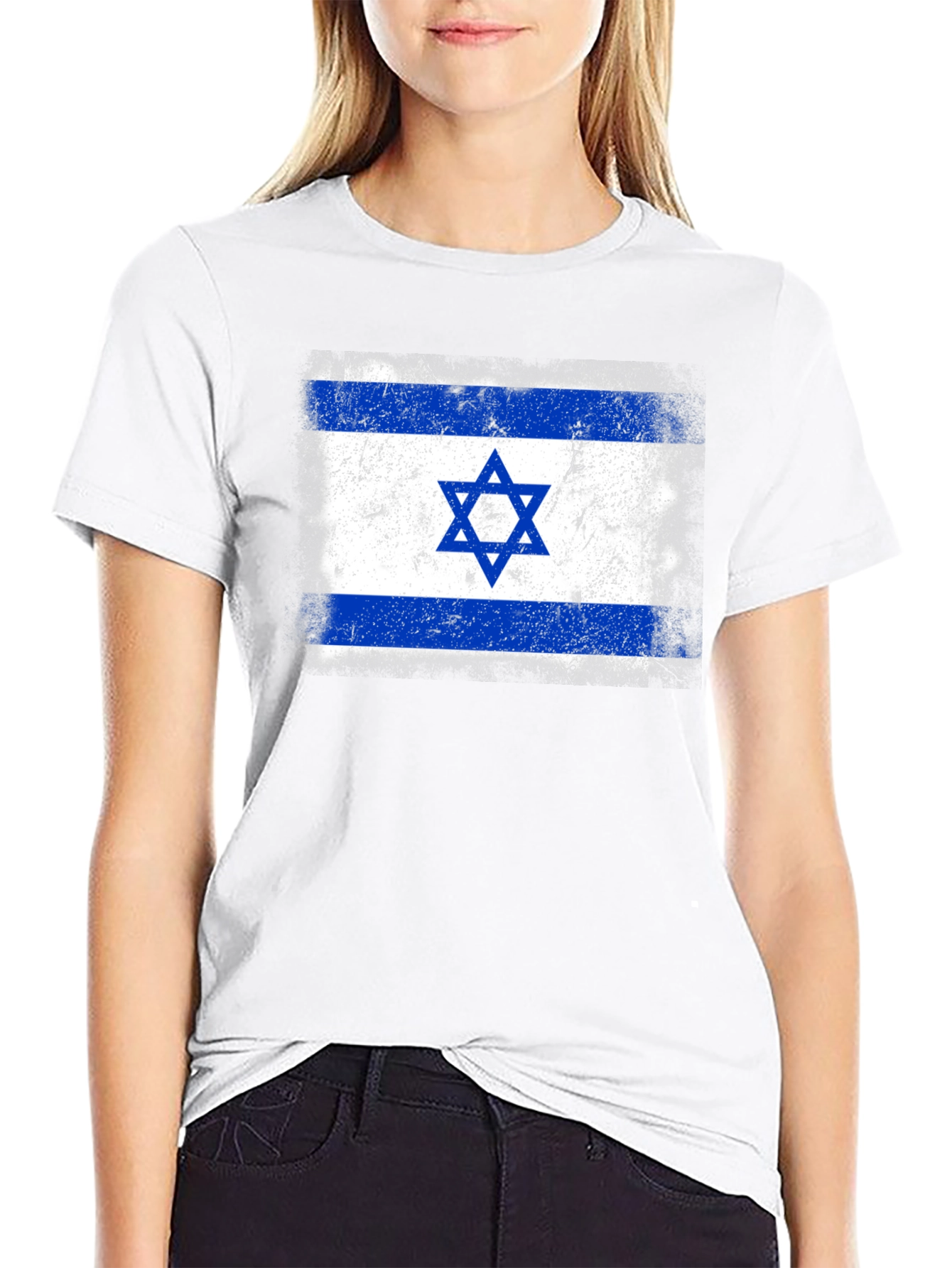Distressed Israel Flag Graphic T-Shirt