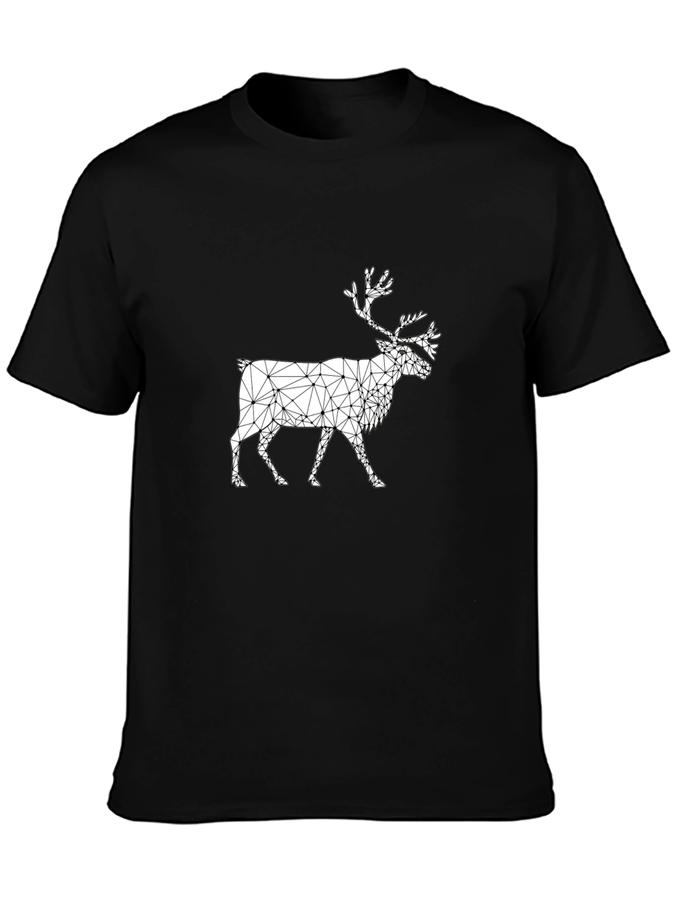 Geometric Reindeer Graphic Tee - Black