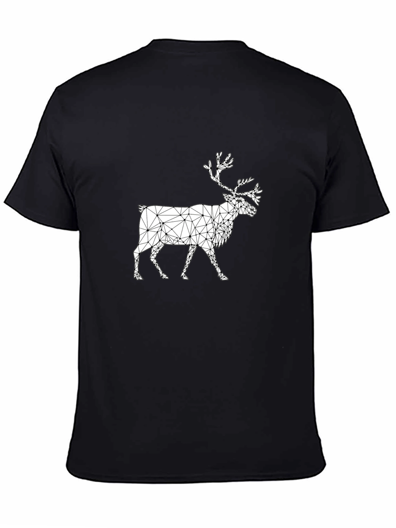 Geometric Reindeer Graphic Tee - Black