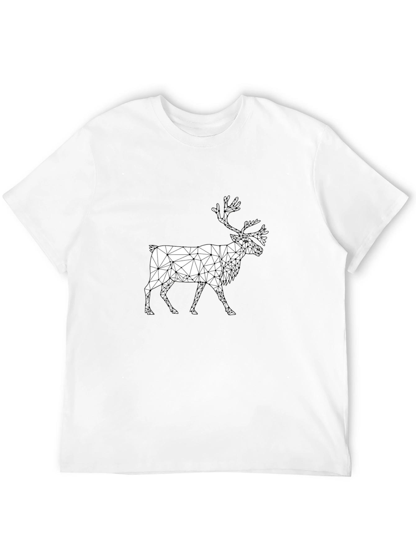 Geometric Reindeer Graphic Tee - Black