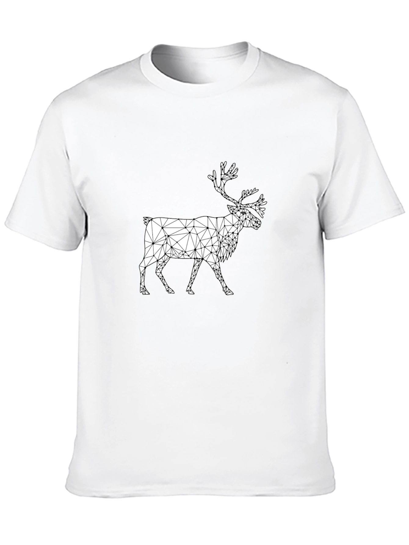 Geometric Reindeer Graphic Tee - Black