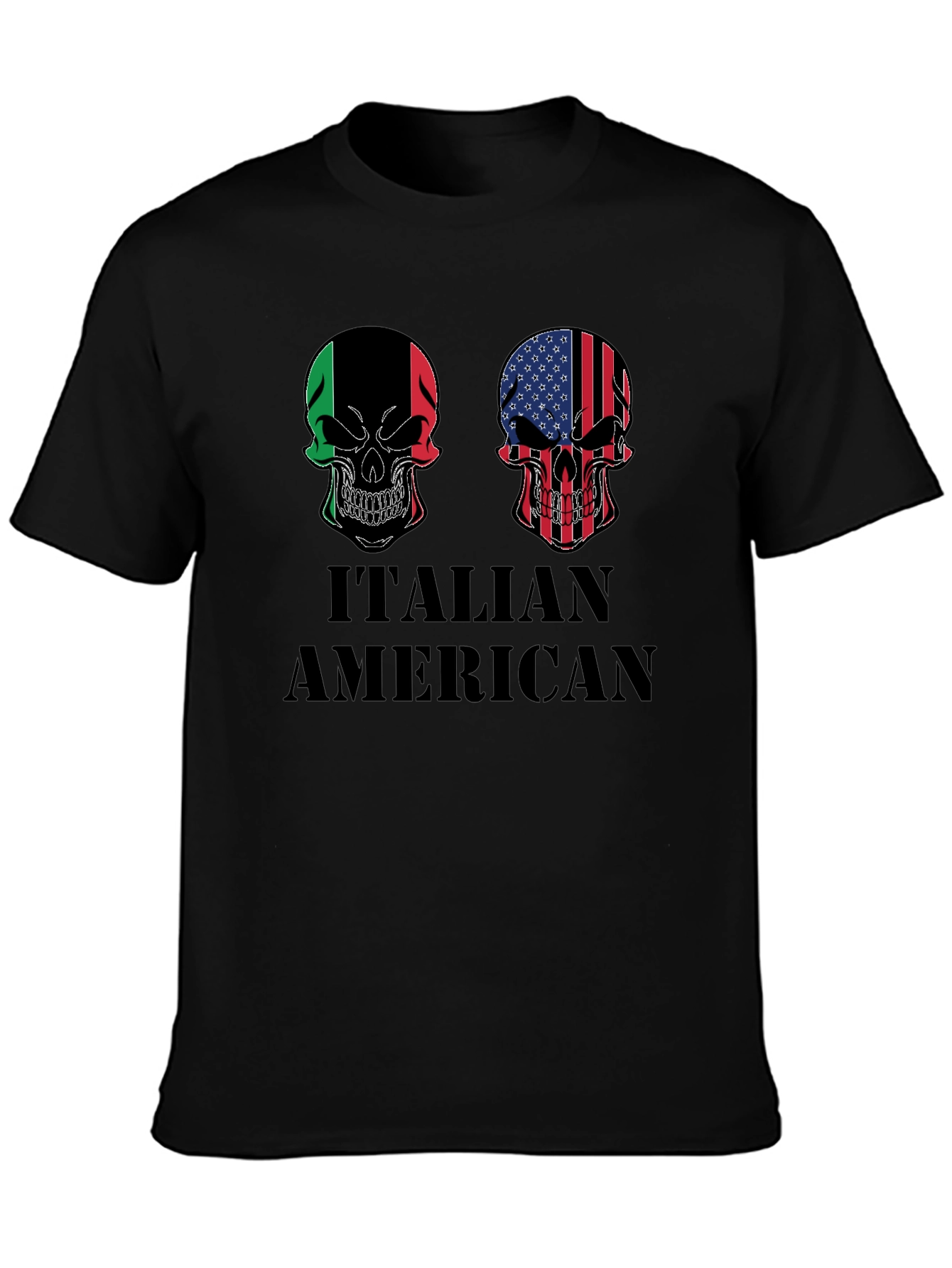 Italian American Skull Graphic T-Shirt