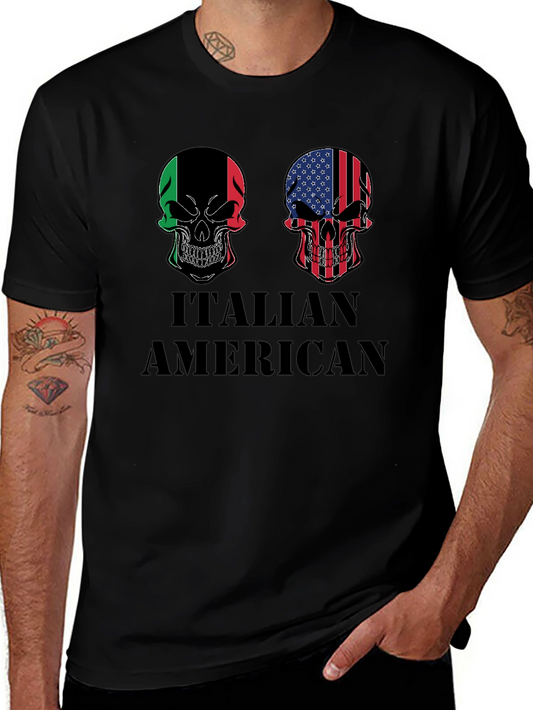 Italian American Skull Graphic T-Shirt
