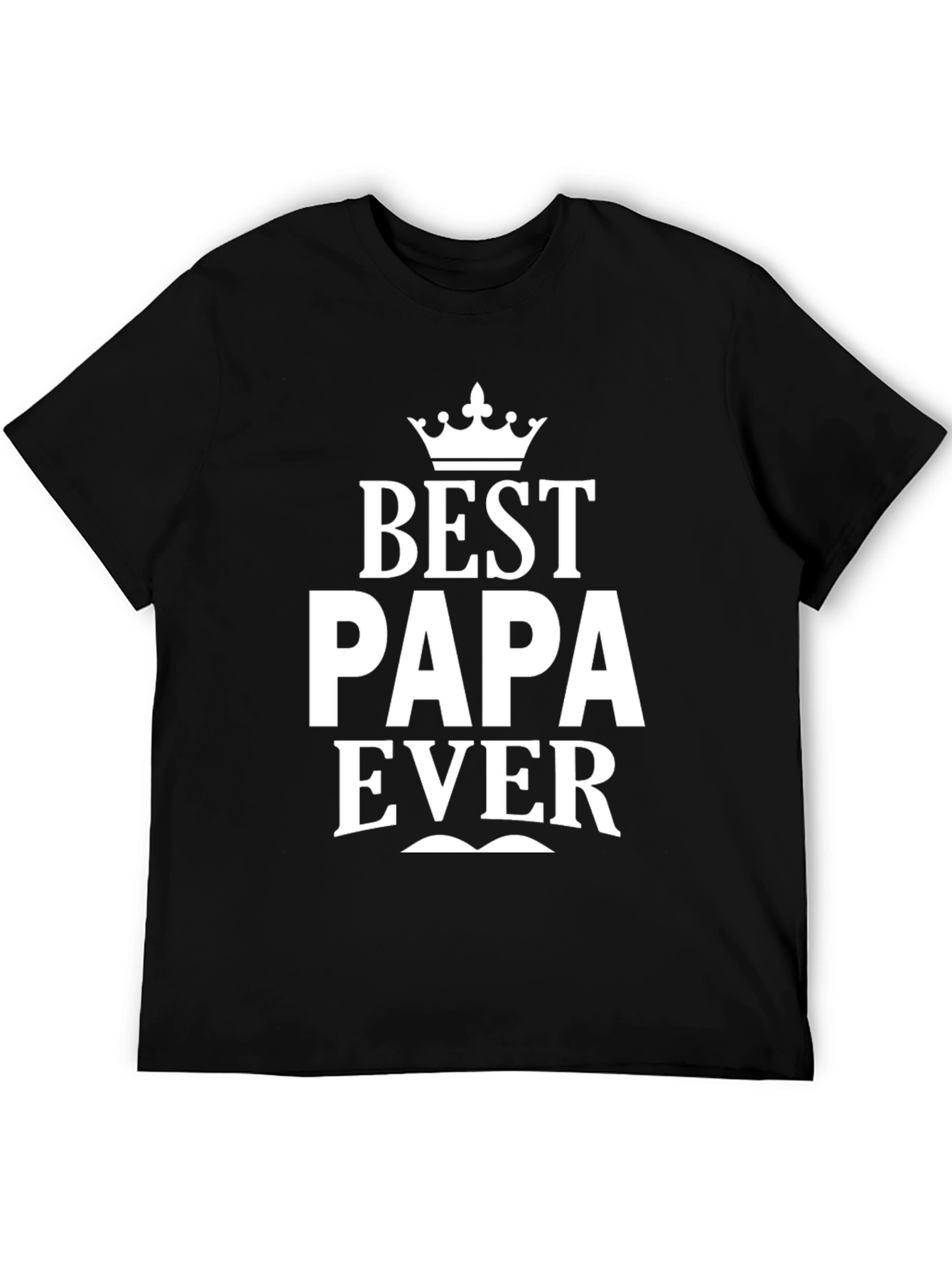 Best Papa Ever T-Shirt - Crown & Mustache Design