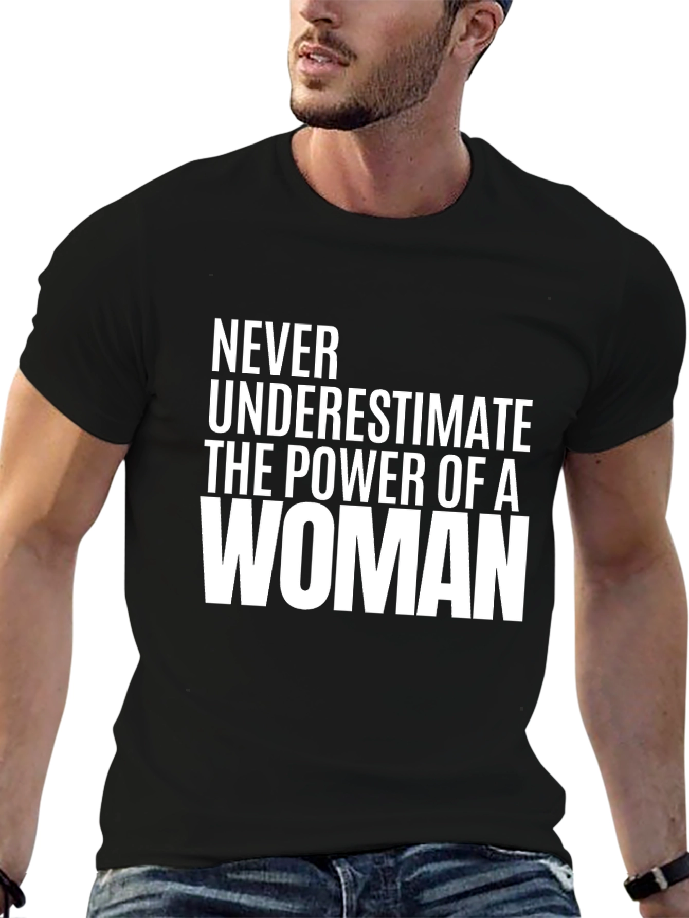 Powerful Woman Graphic Tee - Black Cotton T-Shirt