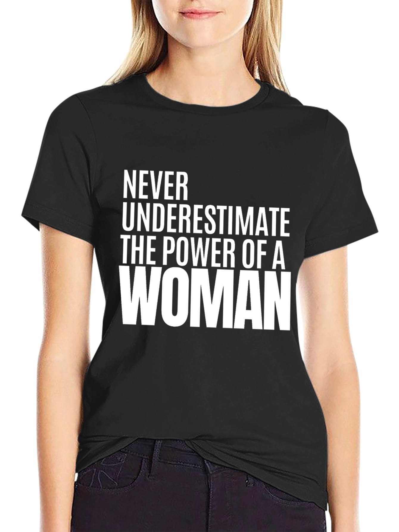 Powerful Woman Graphic Tee - Black Cotton T-Shirt
