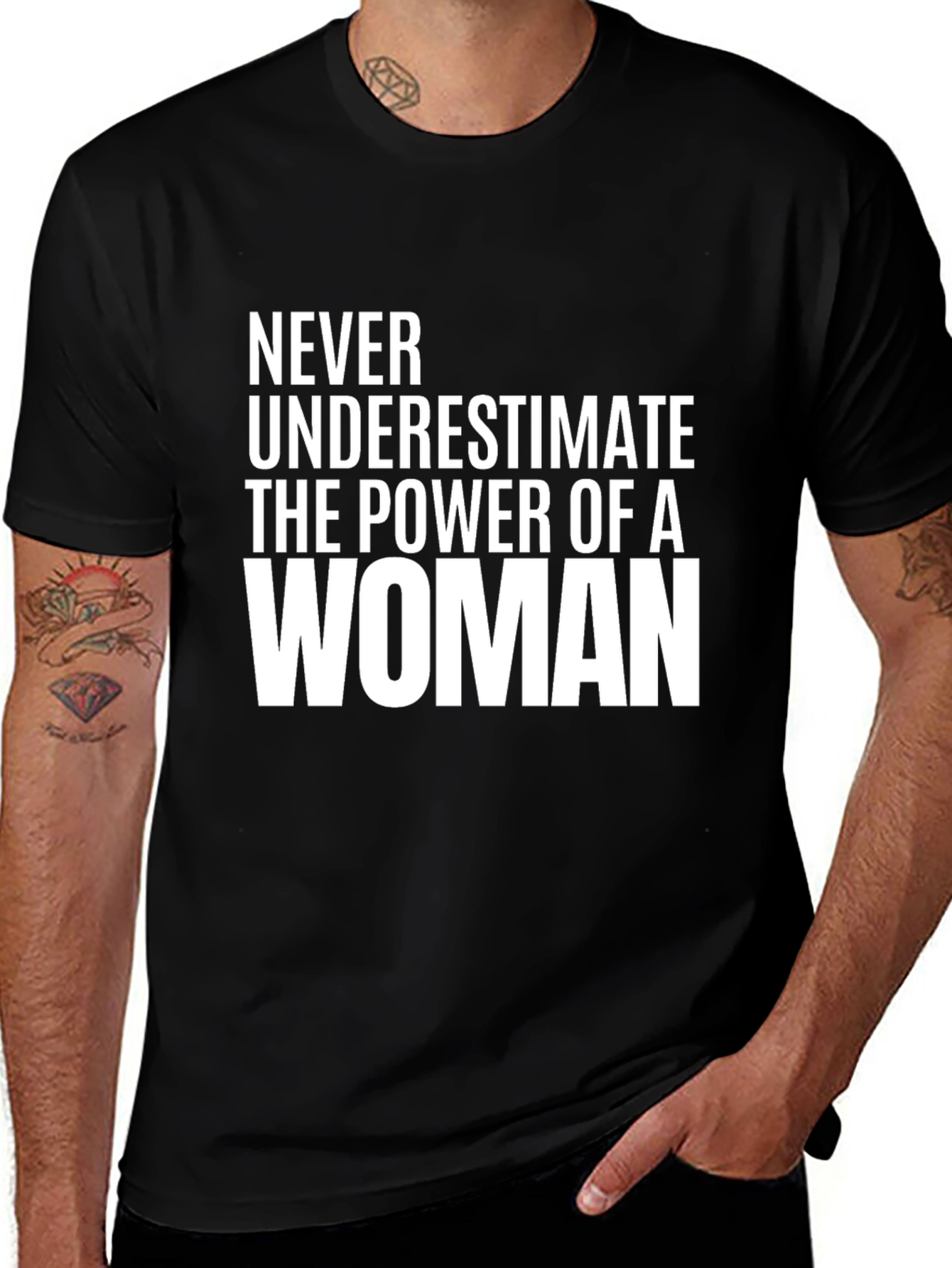 Powerful Woman Graphic Tee - Black Cotton T-Shirt