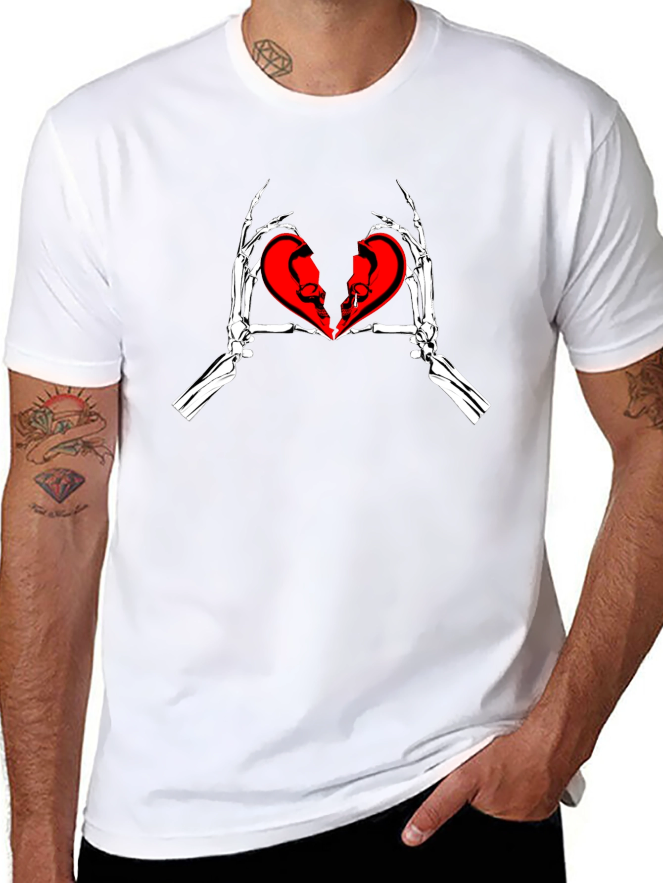 Skeleton Hands Broken Heart T-Shirt
