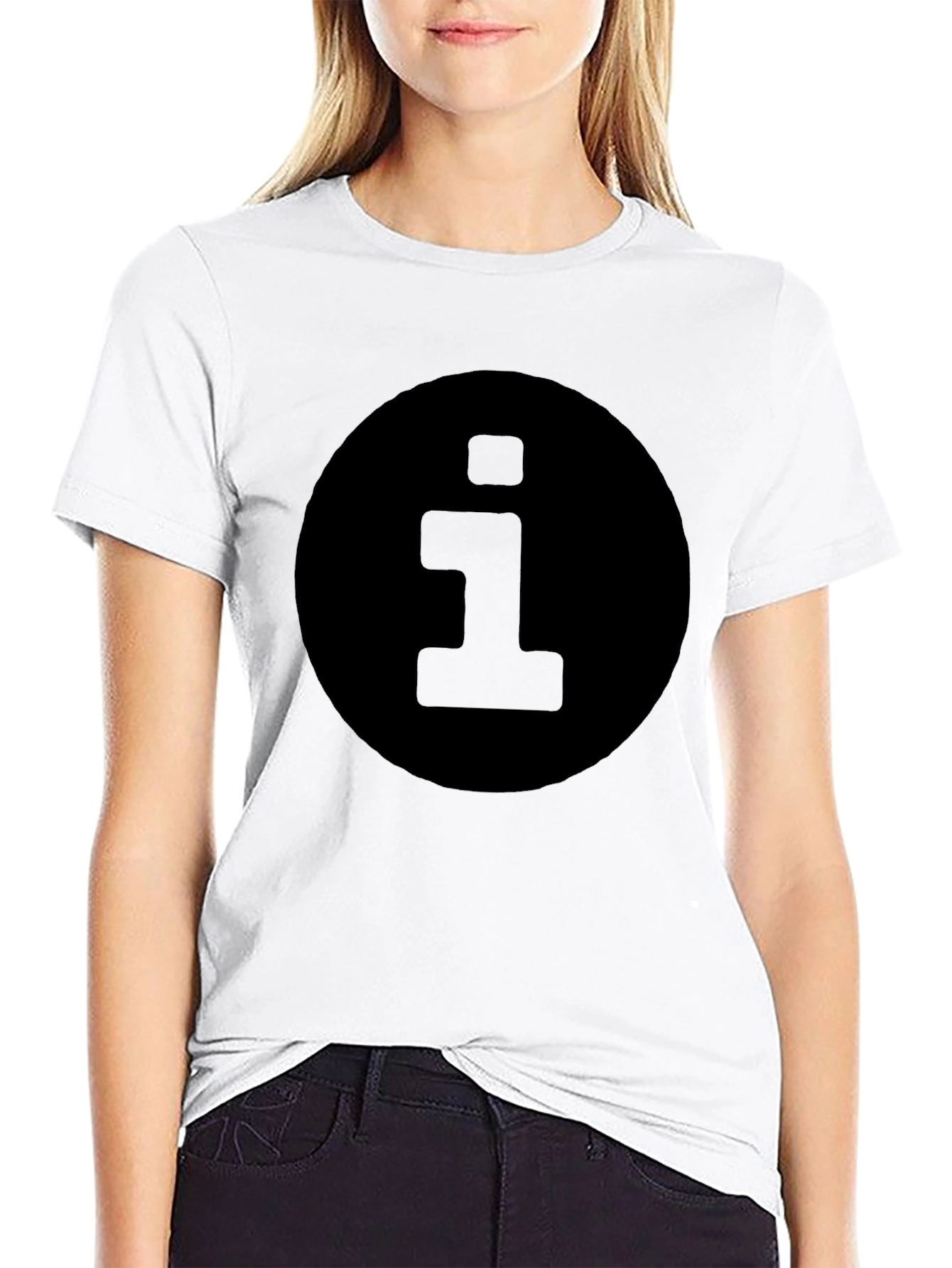 Mens Black T-Shirt with Information Symbol
