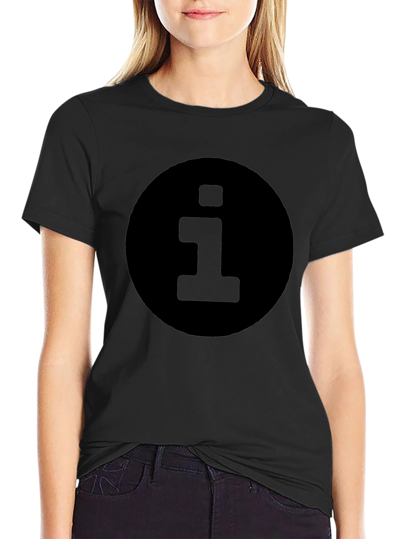 Mens Black T-Shirt with Information Symbol